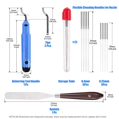 Glarks 24Pieces 3D Printer Nozzle Cleaning Tool Kit, Including Palette Knife, Deburring Tool, Tweezer, File Tool, Grease Packets, Wire Cutter, Glue Stick