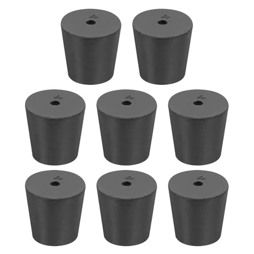 MECCANIXITY Rubber Tapered Plug 20mm to 26mm Solid Test Tubes Bungs Stopper with Hole Black for Lab Home 8 Pieces - size: 20mm-26mm