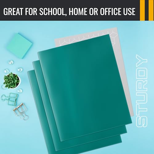 2 Pocket Glossy Laminated Paper FOLDERS Portfolio Letter Size, Teal, 25PK - color: Teal