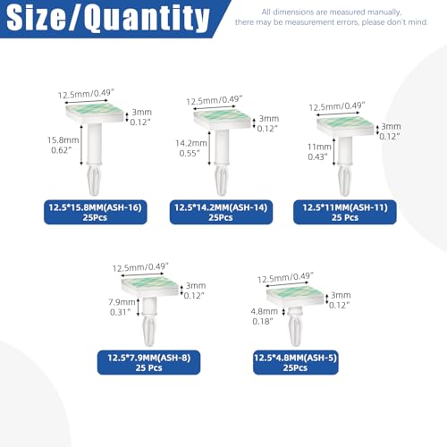 Glarks 125pcs 4.8/7.9/11/14.2/15.8MM Sticky PCB Spacer, White Supporting Height Adhesive Insulated Standoff Locking Snap-in Posts Fixed Clip Insulated Adhesive Reverse Mount Standoff for PCB PC Board