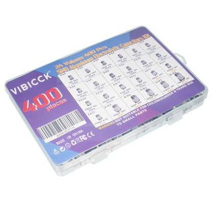 24 Values 400Pcs SMD Aluminum Electrolytic Capacitors Assortment Kit