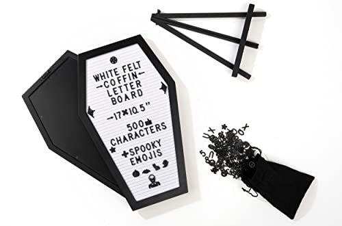 Nomnu Coffin Letter Board, White Goth Decor w/Bat Stickers, Spooky Emojis - color: White
