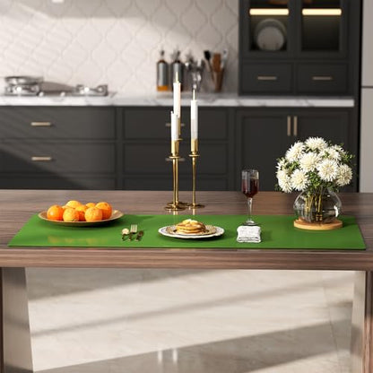 Quality Silicone Table Mat 47x24 Inch - High Heat Resistant (Lab Tested 482°F), Non-Slip Oil-Resistant Surface for Baking & DIY | Waterproof & Easy Clean (Green) - color: Green