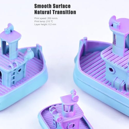 OVV3D PLA Filament 1.75mm, Matte Macaron PLA 3D Printer Filament，Dual Color PLA Sky Blue and Purple, +/-0.02mm 1kg - color: Dual-color Matte Sky Blue+ Purple