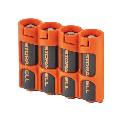 AA Battery Storage Caddy by Storacell, Orange, Holds 4 Batteries (Not included) - size: 4 Count (Pack of 1)