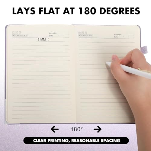 Aodaer 30 Set Lined Notebook Journals with Pens A5 Notebooks 100 GSM College Ruled Hardcover Notebook PU Leather Notepad with Pen Holder for Office School, 5.7 x 8.3 Inches, Lavender - color: Lavender