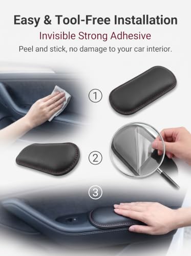 2 PCS Car Door Armrest Pads, Leather Memory Foam Knee Cushion