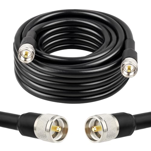 XRDS -RF CB Coax Cable 20FT, KMR 400 UHF PL-259 UHF Male Coax Cable Low Loss 50 ohm for Ham Radio CB,Amateur,Ham Radio,Two-Way Radio,SWR Meter - size: 20 FT