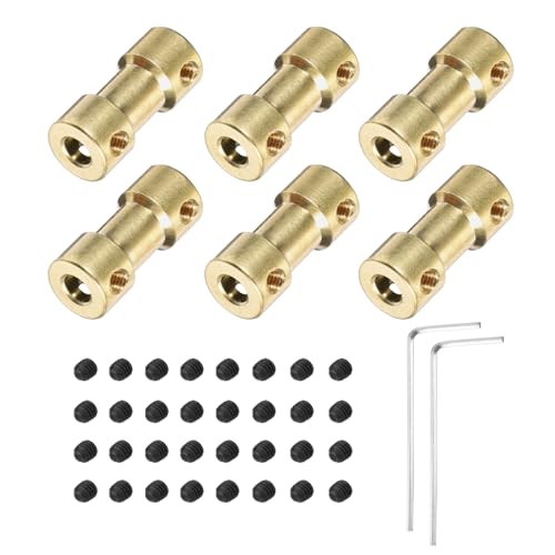 MECCANIXITY 6pcs 2.3mm to 4mm Brass Shaft Coupling Joint Connector with Screws and Hex Wrench Flexible Motor Shaft Coupler for Car Wheels Tires Shaft Motor - size: 2.3mm to 4mm