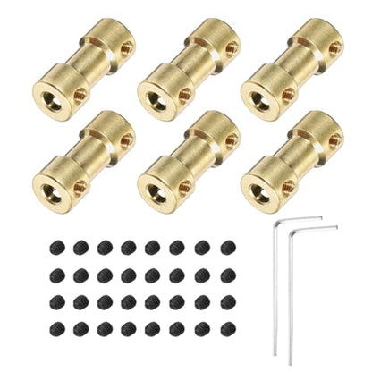 MECCANIXITY 6pcs 2.3mm to 4mm Brass Shaft Coupling Joint Connector with Screws and Hex Wrench Flexible Motor Shaft Coupler for Car Wheels Tires Shaft Motor - size: 2.3mm to 4mm