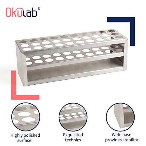 Test Tube Rack, 30 Holes Stainless Steel Test Tube Rack, with Extended Edges Providing Handles, Suitable for Tubes of Dia.≤18mm, Round Holes Test Tube Holder, for Classroom, Lab, TTRS30A1 - size: 30 Holes,for Tubes of Dia.≤18mm