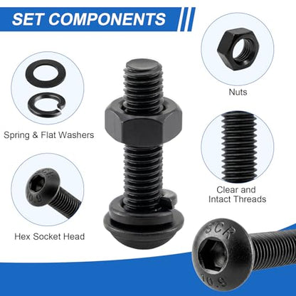 192Pcs UIETUIL M6 Hex Socket Button Head Screws Kit, M6x8-35mm, 10.9 - size: M6 Button 10.9 - 192PCS