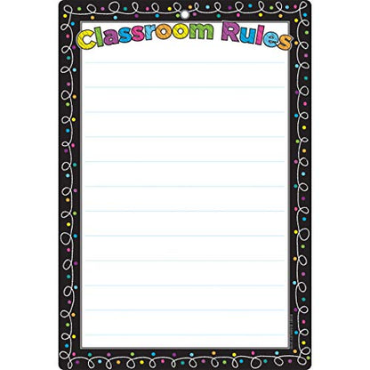 Ashley Productions ASH91051 Smart Poly™ Chart, Chalk Dots Loops Class Rules, Polypropylene (PP)/Steel, 13" x 19"