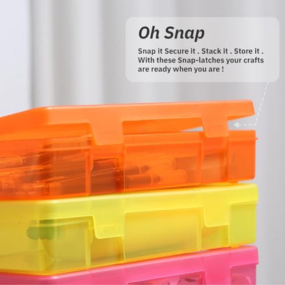 novelinks Small Plastic Storage Containers with Lids and Clear Pencil Box - color: 9 Pack Medium -Color