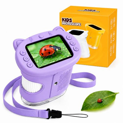 Kids Microscope, 4K 1000X, 2.4" Screen, STEM Toy Ages 4-8, Violet - color: Lavendel