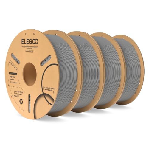 ELEGOO PLA 3D Printer Filament 1.75mm Gray 4KG - color: 4*1kg Gray, size: 4kg