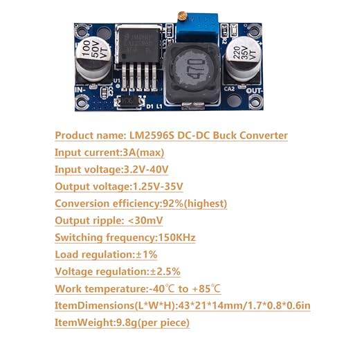 6 Pack LM2596 DC-DC Buck Converter, Step Down Module Power Supply DIP Output 1.25V-35V 3A