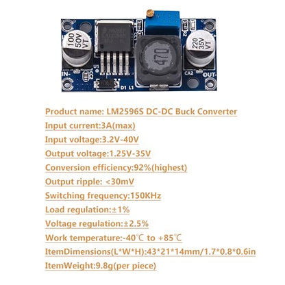 6 Pack LM2596 DC-DC Buck Converter, Step Down Module Power Supply DIP Output 1.25V-35V 3A