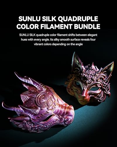 SUNLU Multicolor 4-Color Silk PLA+ Filament Bundle, 4kg in Total - color: 1kg*4 Silk Pla Quadruple Color Bundle