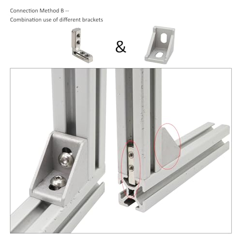 20 Pcs 1" x 1" Aluminum Extrusion Profiles 1010 Series L-Shape Interior Corner Connector Joint Bracket with Screws for 10x10 Aluminum Profile 1 Inch x 1 Inch Extrusion Profiles Rail - style: 20 sets internal bracket with m5