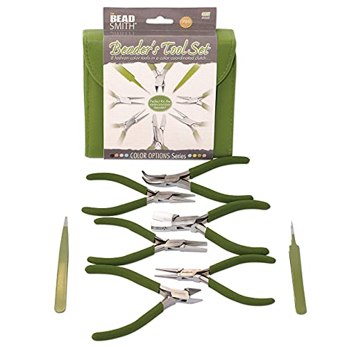 The Beadsmith Fashion Color Pliers, Jewelry Making Supply Set of 8 - color: Green