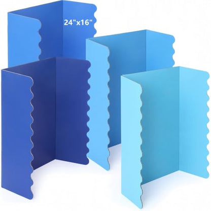 Mooliwe 24" X 16" 4 Pack Scalloped Trifold Poster Board, Blue Tones - color: Blue Tones, size: 24" X 16"