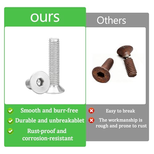 M5x35mm Countersunk Hex Screws Set - 40PCS Bolts + 20PCS Nuts + Allen Wrench, Stainless Steel Flat Head Socket Screws for Furniture & DIY - size: M5x12mm-60Pcs