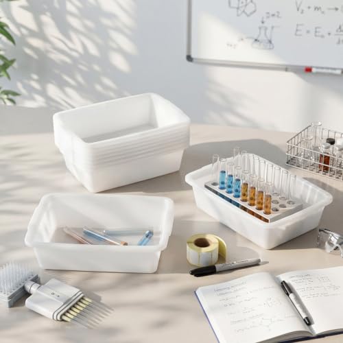 Kingdder 10 Pcs Plastic Lab Trays 9.45''x6.69''x2.56'' Polypropylene Tray - size: 9.5'' L X 6.7'' W X 2.7'' H