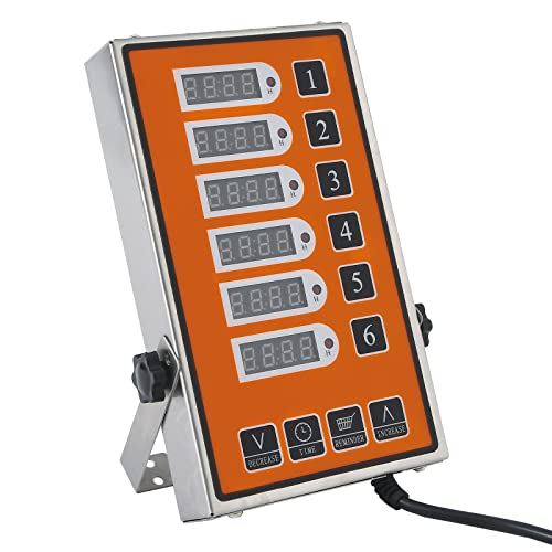 6 Channel Commercial Kitchen Timer Digital Stainless Steel Timer - color: Yellow