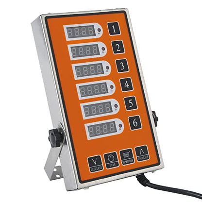 6 Channel Commercial Kitchen Timer Digital Stainless Steel Timer - color: Yellow