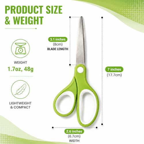 7" Student Scissors Set of 36-pack with Class-pack Caddy Organizer by Galadim, Rounded-tip, Kids Scissors Ages 8-10 8-12 8-16 for School Classroom Crafting Project, DIY, Arts GD-075-R36