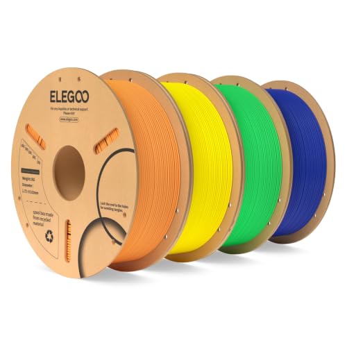 ELEGOO PLA 3D Printer Filament 4KG Orange/Yellow/Neon Green/Dark Blue - color: Orange/Yellow/Neon Green/Dark Blue, size: 4kg