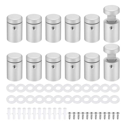 MECCANIXITY 12pcs Side Clamp Standoffs, 3/4" x 1" Silver Aluminum Standoff Screws Wall Sign Mounting Hardware Edge Grips for Acrylic Signs, Hanging Picture Frame, Advertising - color: Silver, size: 3/4" x 1"