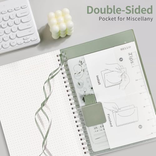 AHGXG Dotted Journal, Grid Spiral Notebook, 160 Pages, A5 (5.7" x 8.3") - color: Sage Green, style: A5-Dotted