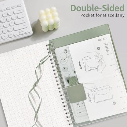 AHGXG Dotted Journal, Grid Spiral Notebook, 160 Pages, A5 (5.7" x 8.3") - color: Sage Green, style: A5-Dotted