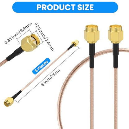 SDTC Tech 5pcs Coaxial Coax Cable Assembly SMA Male to SMA Male - color: sma male to sma male 15cm