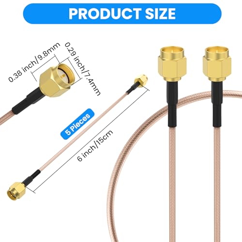 SDTC Tech 5pcs Coaxial Coax Cable Assembly SMA Male to SMA Male - color: sma male to sma male 15cm