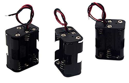 (Pack of 3 6 AA Battery Holder, 9v AA Battery Holder with Leads