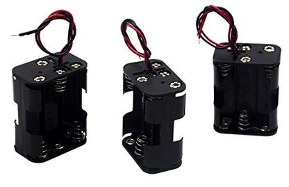 (Pack of 3 6 AA Battery Holder, 9v AA Battery Holder with Leads