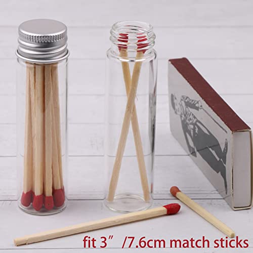 MaxMau Pack of 100, 20ml Small Glass Bottles with Metal Cap Screw Top Lids Tiny Vials Mini Jars Glass Tube for Beads Glitter Seed Samplers Storage
