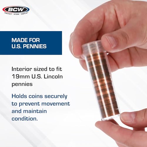 BCW Coin Tubes for US Pennies, Holds Lincoln Penny, 10 Count