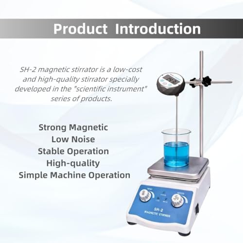 SYLPHID SH-2 Magnetic Stirrer Hot Plate, 536°F/280℃ Max Lab Hotplate Mixer with 2600 RPM Stir Plate, Includes Electronic Probe Thermometer, Fuse, Stir Bar,Support Stand&a Pair of Nitrile Gloves