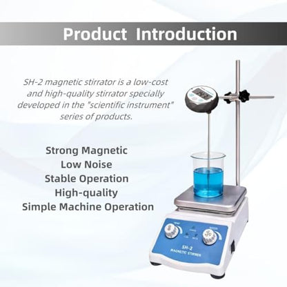 SYLPHID SH-2 Magnetic Stirrer Hot Plate, 536°F/280℃ Max Lab Hotplate Mixer with 2600 RPM Stir Plate, Includes Electronic Probe Thermometer, Fuse, Stir Bar,Support Stand&a Pair of Nitrile Gloves