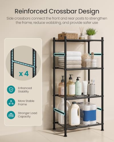 SONGMICS 4-Tier Shelving Unit, Steel Storage Rack, Easy Assembly - size: 15.7"W, style: 4-Tier