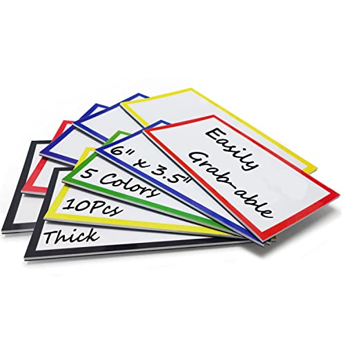 10Pcs Magnetic Dry Erase Labels Ultra-Large, 6x3.5 Thick Reusable Writable Erasable Colored Dry Wipe Magnets Plan Card for Whiteboards Locker Fridge Cabinet Home Office School - size: Ultra-Large - 6x3.5" - 10Pcs