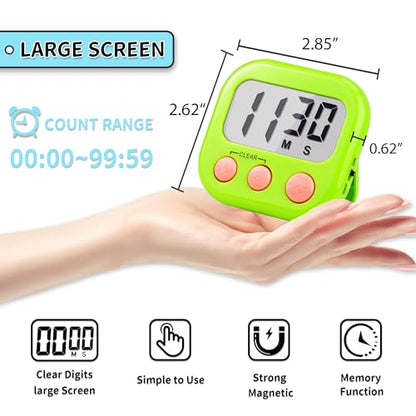 Timer for Kids Digital Kitchen Timers for Cooking- 2 Pack Blue Green - color: Blue Green