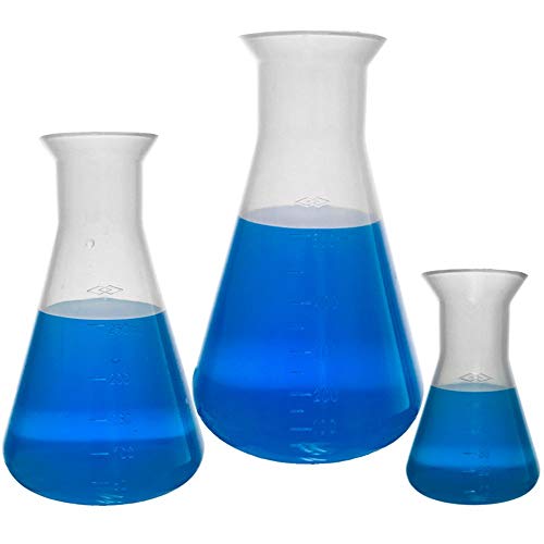 Plastic Erlenmeyer Flask Set - 3 Sizes - 50, 250, and 500ml, Karter Scientific 230C9 - size: 50/250/500ml, style: SET