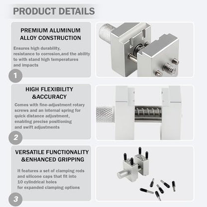 Aluminum Mini Vise, Precision Clamp with 10 Steel Rods for Models - style: Basic Version