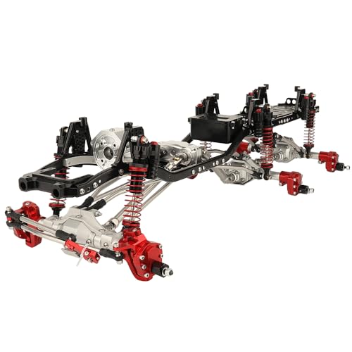 Metal 6x6 RC Car Chassis Frame with Front Middle Rear Axles Prefixal Gearbox for Axial SCX10 II 90046 90047 1/10 RC Crawler Car Parts,Thickened Battery Tray (Silver)
