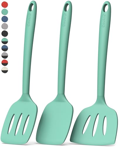 Coukre 3 Pack Silicone Spatula Set, Heat Resistant to 500°F, BPA-Free - color: PureAquaGreen